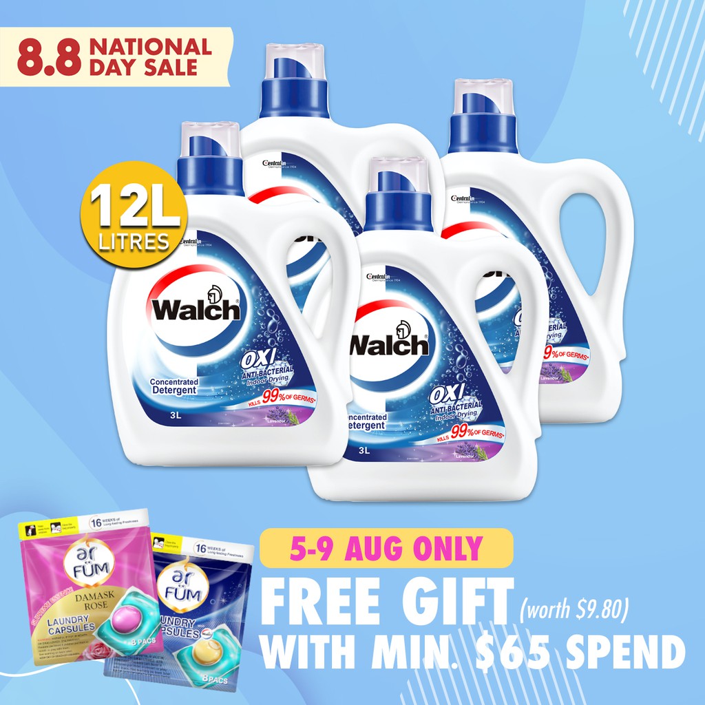 Walch Antibacterial Concentrated Laundry Detergent 3L x 4 Bottles