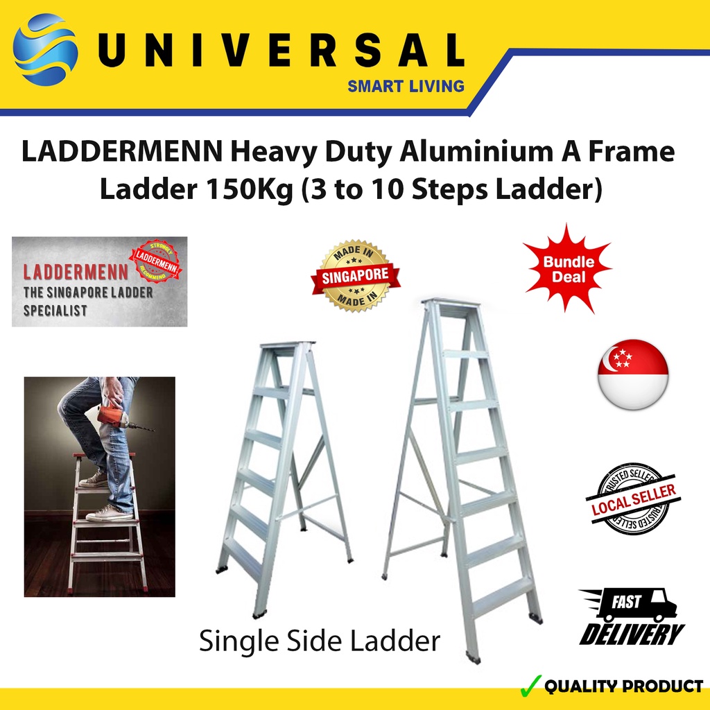 [SG SHOP SELLER] LADDERMENN Heavy Duty Aluminium A Frame Ladder 150Kg