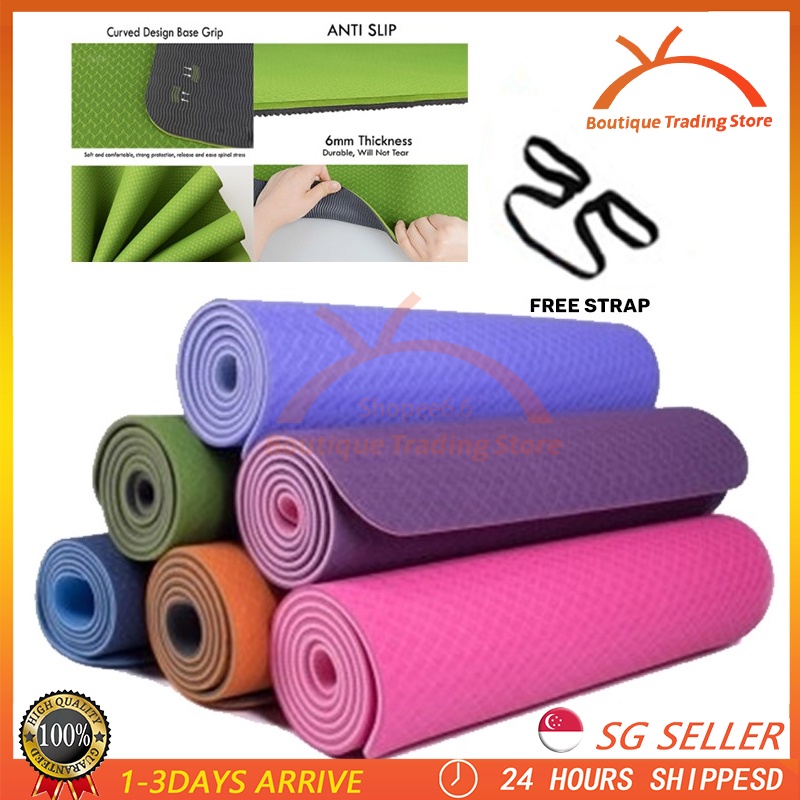 Roni Tpe Yoga Mat Yoga Mats Pilates Exercise Mat Thick 6mm Non Slip Mat