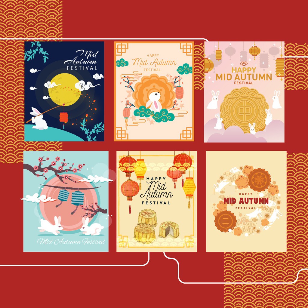 Kartu Ucapan Greetings Card Happy Mid Autumn Mooncake Festival Shopee