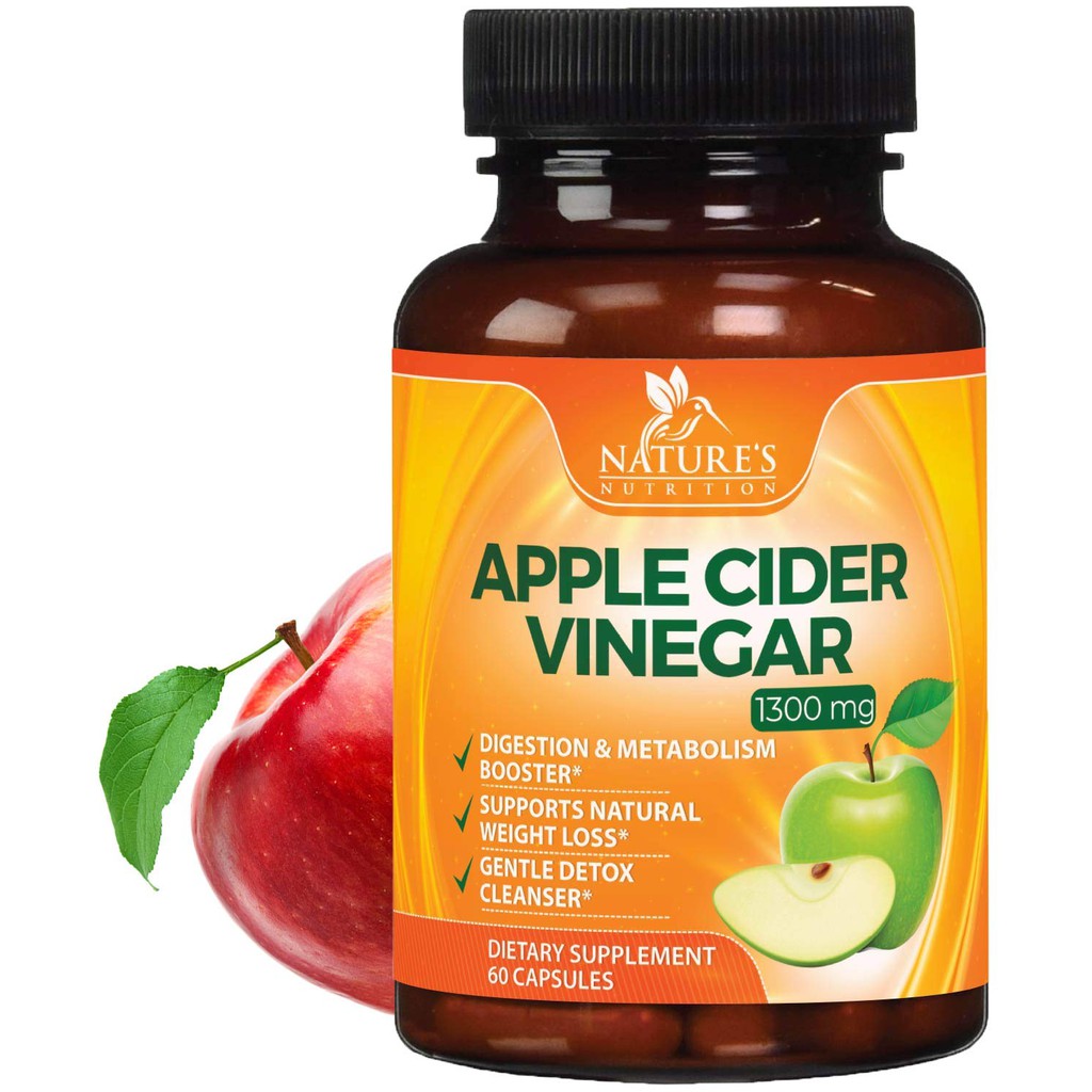100 Natural Raw Apple Cider Vinegar Pills Highest Potency 1300mg