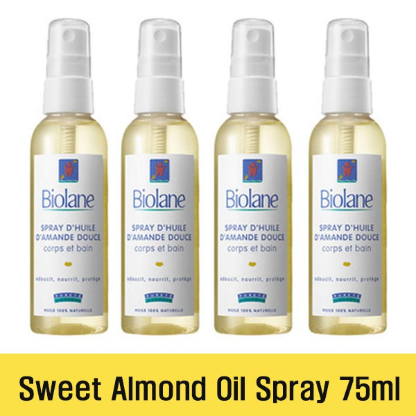 Biolane Sweet Almond Oil Spray 75ml X 4 Baby Oil Baby Spray