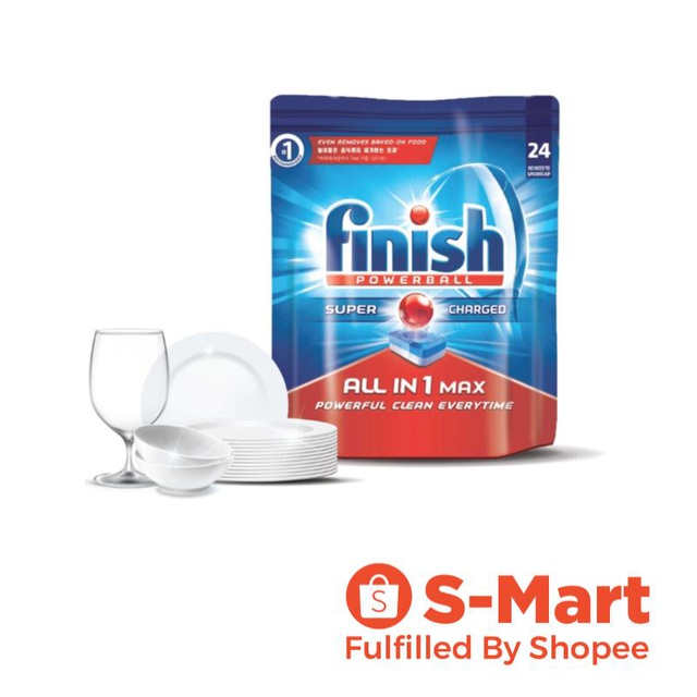 Finish All In One Max Super Charged PowerBall Dishwasher Tablets 24