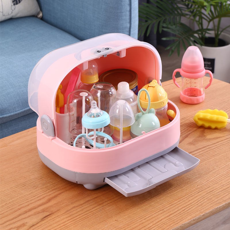 baby boxBaby bottle storage box with cover dustproof portable drain