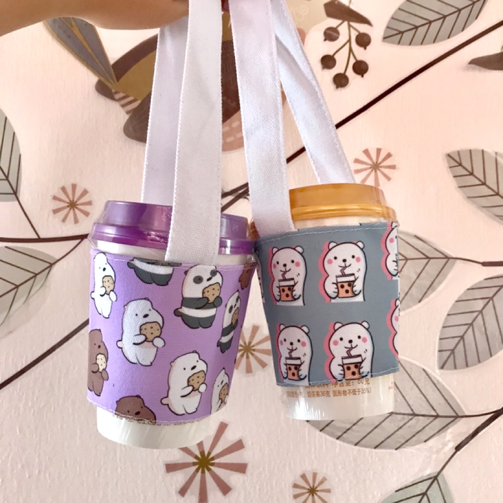 Bubble Tea Sleeve/Cup Holder with Straw Holder (WBB, Gudetama, Pokemon