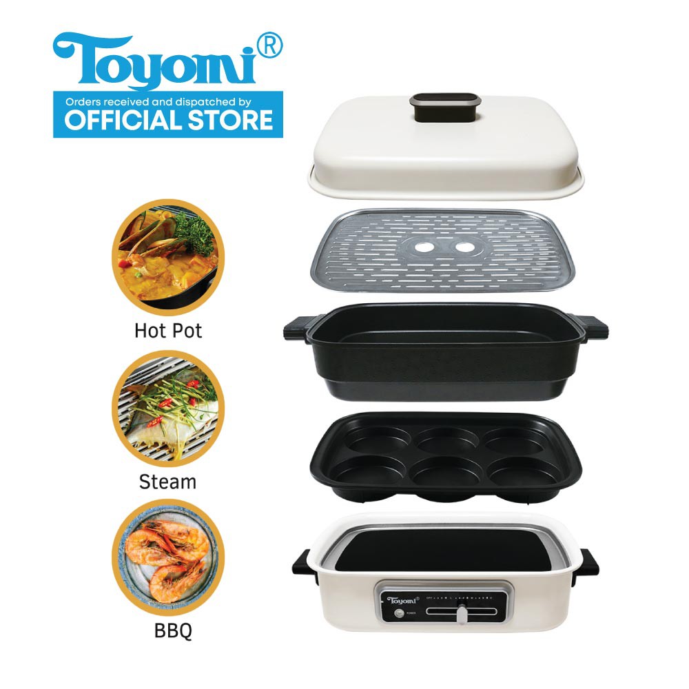 TOYOMI Multi Functional 3In1 HotPot + Grill + Steamer MC 8201