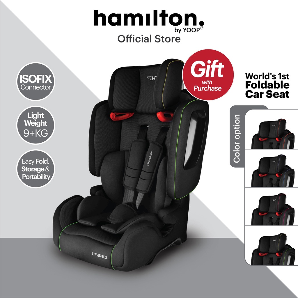 Hamilton Foldable Cabrio Car Seat for Kids Safety Ride, Durable