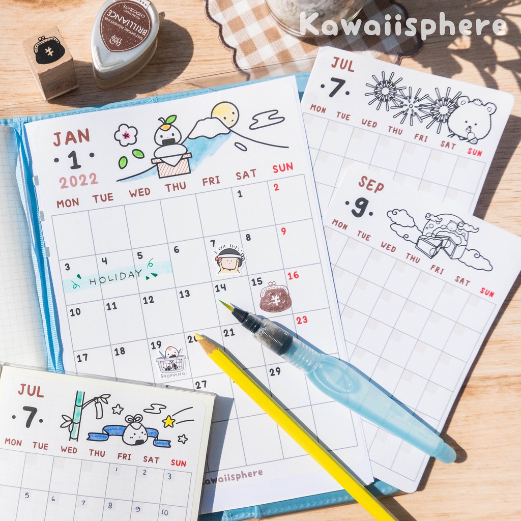 Color Me Up Sticker Monthly Planner Calendar 2022 A5/B6 A6 | 2022 Calendar  Stickers Diy Coloring Stickers | Shopee Singapore