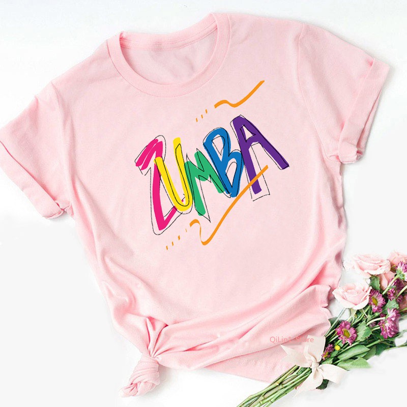 Fashion Zumba dance lover tee shirt femme rainbow design hip hop t