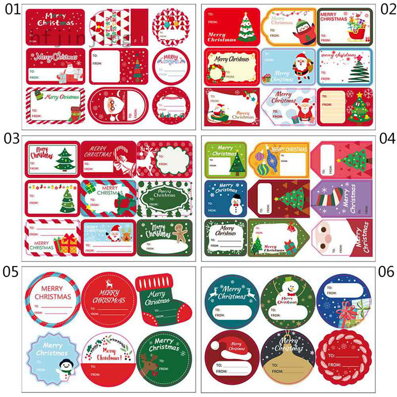 Christmas Self Adhesive Gift Tag Stickers Assorted Designs