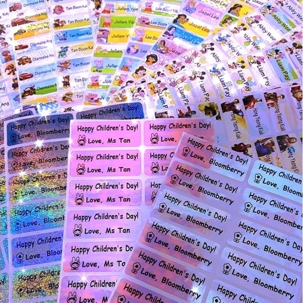 Personalised name stickers Waterproof Name labels, Childrens Day