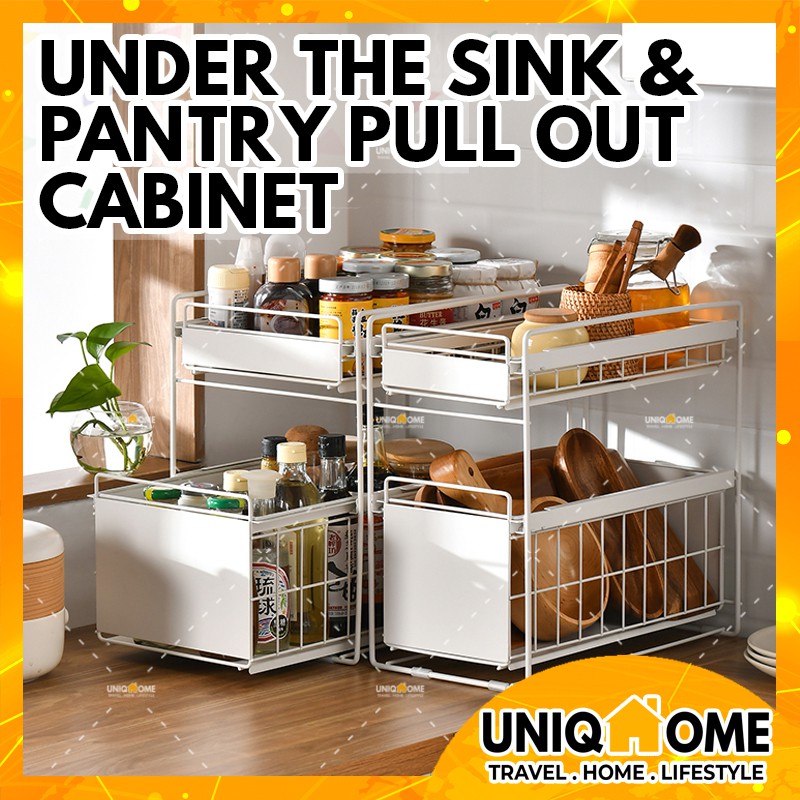 Uniqhome Pull Out Drawer Kitchen Rack Storage Rack Kitchen Organizer