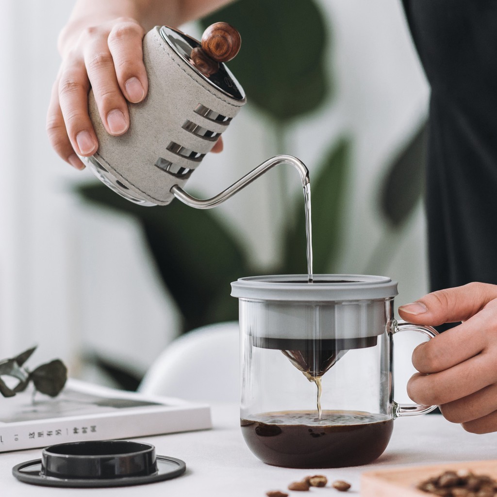 PO Pour Over Hand Drip Coffee Cup with Filter Stand Lid 350ml Shopee
