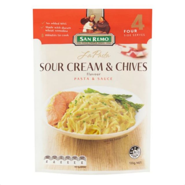 San Remo La Pasta Sour Cream & Chives Flavour Pasta & Sauce 120g