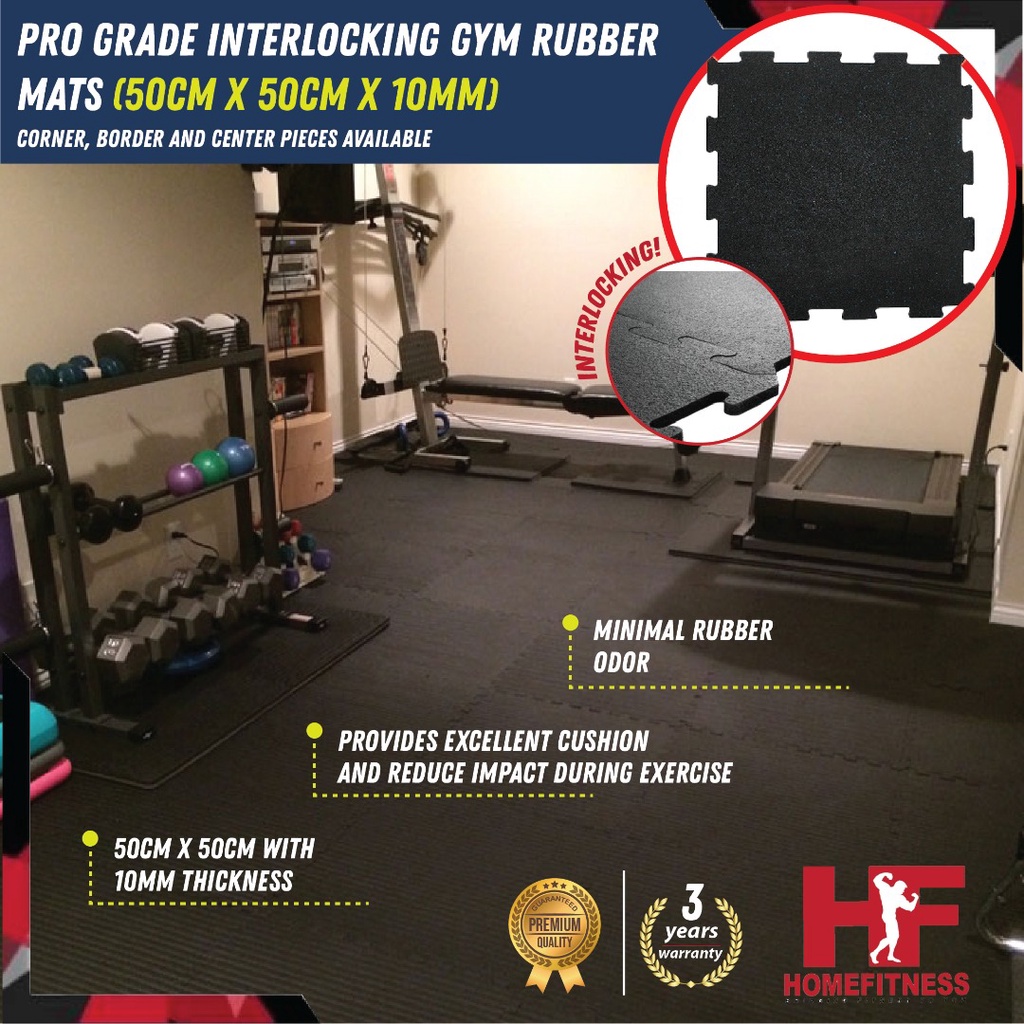 ProGrade Interlocking High Density Rubber Gym Flooring Mat with 03