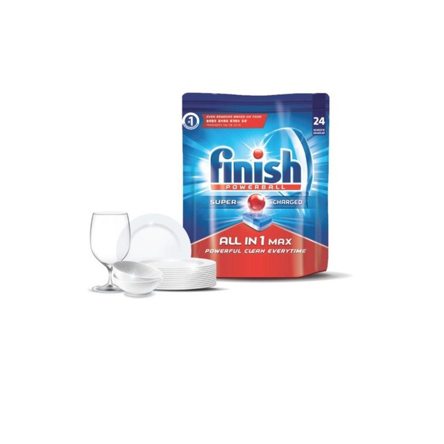 Finish All In One Max Super Charged PowerBall Dishwasher Tablets 24