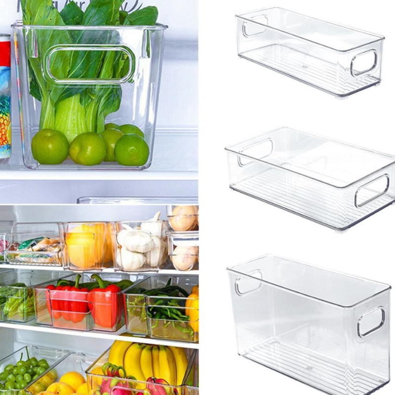 Fridge Storage Bins, Clear Plastic Stackable Organizer Containers with