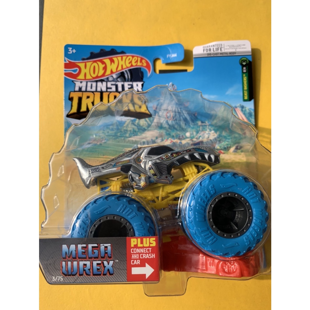 Hotwheels HOT WHEELS MONSTER TRUCKS TRUCK MEGAWREX Shark Blue Tire FREE RECRUSHABLE CARS