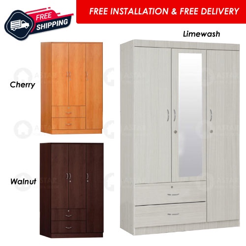 [Furniture Amart] 3 Door Solid Plywood Wardrobe Soft Close Door Standalone organizer