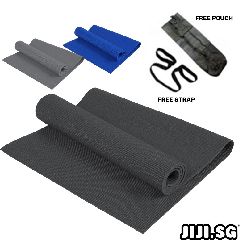 (JIJI SG) PVC YOGA MAT/ 6mm Thick / 173 x 61CM / Comes with Yoga STRAP
