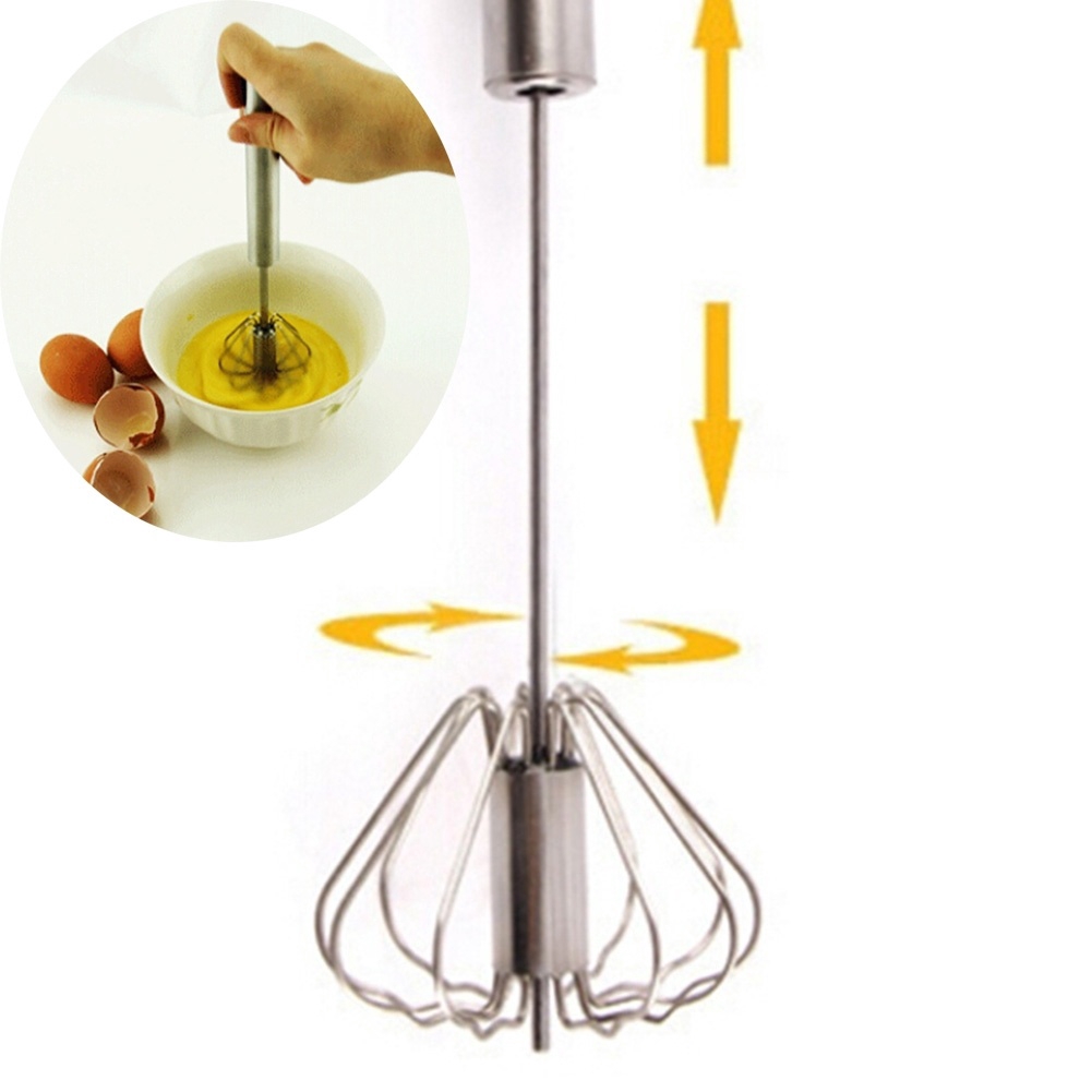 Stainless Steel Semiautomatic Rotation Eggbeater Hand Mixer Egg Stiring Tool Shopee Singapore