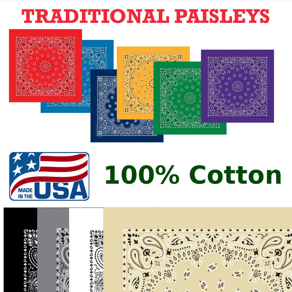 The Bandana Co USAMade Bandanas 56x56cm 100 Cotton Traditional