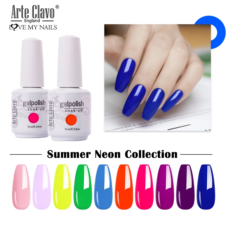 Arte Clavo Neon Gel Polish Varnishes Hybrid Nails For Manicure 15ML