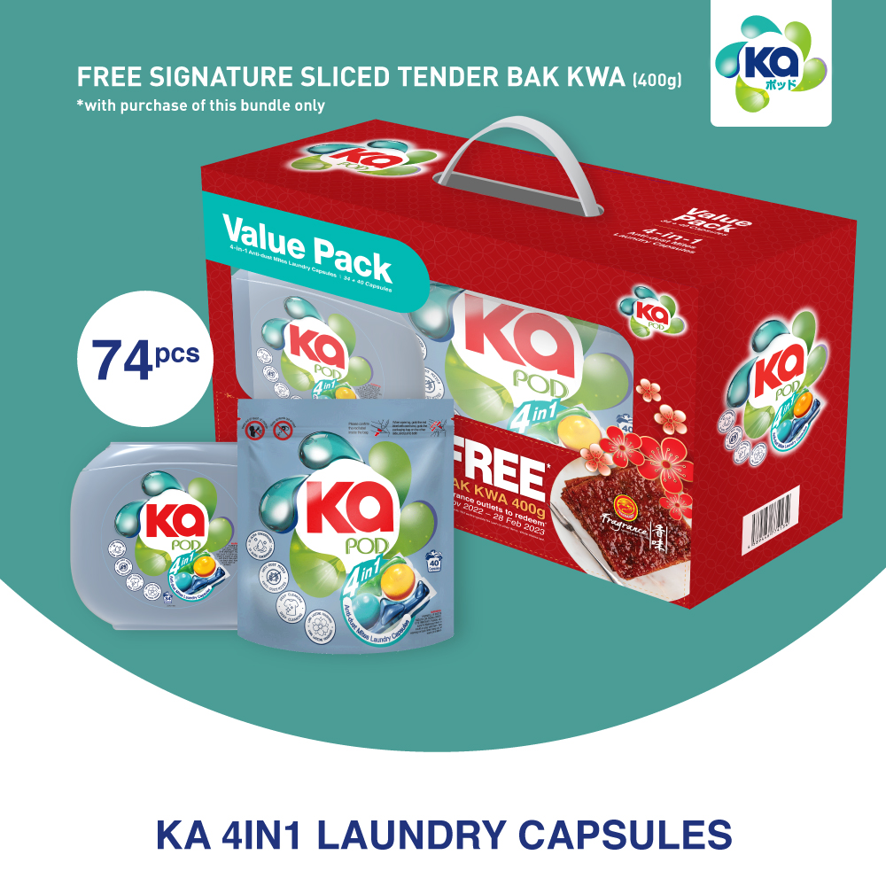 Ka 4in1 Antibacterial Laundry Capsules 34pcs + Refill Pack 40pcs Anti