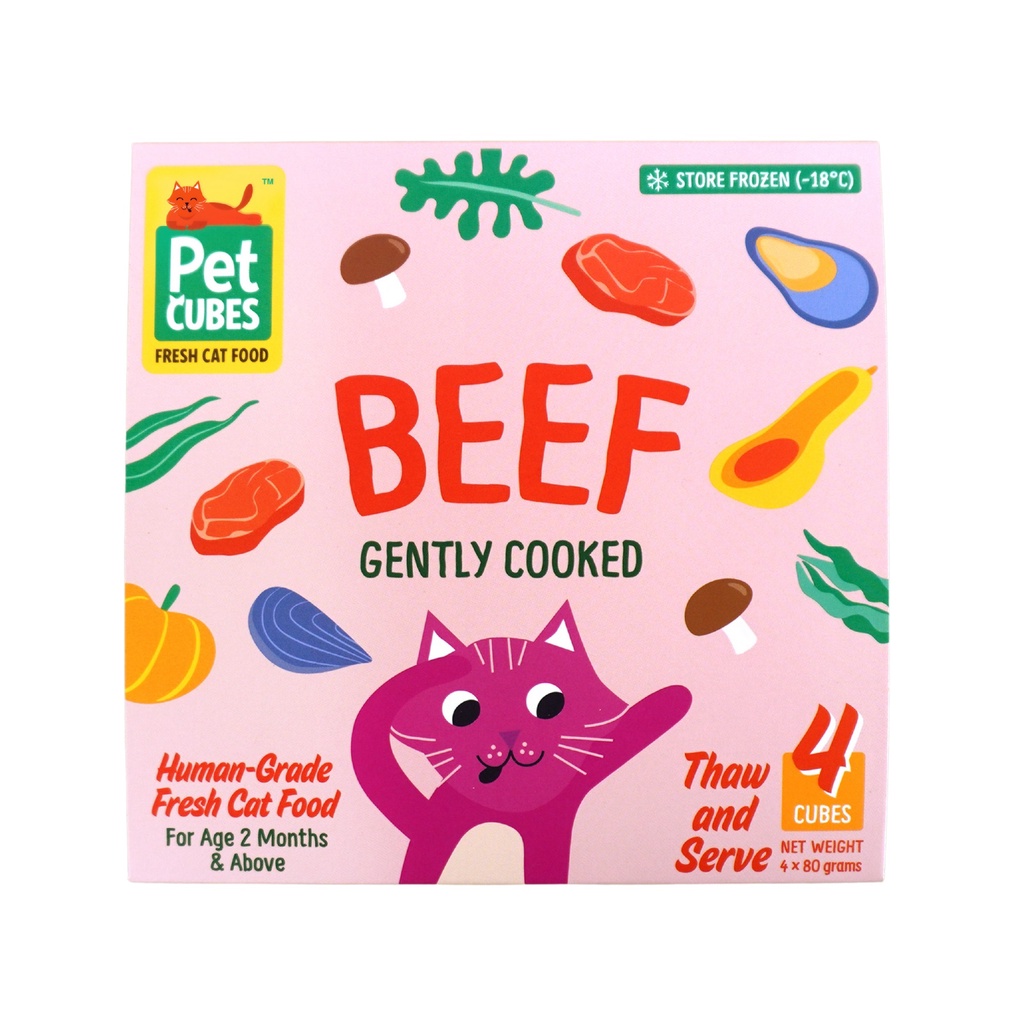 PetCubes Gently Cooked Frozen Cat Food Beef 1.28 KG Shopee Singapore