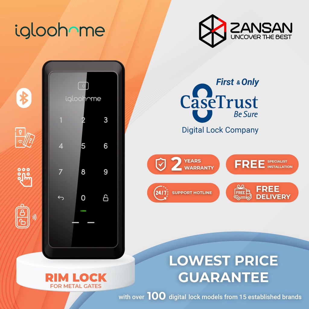 Igloohome Metal Gate Lock [Option With / Without Fingerprint] Shopee Singapore