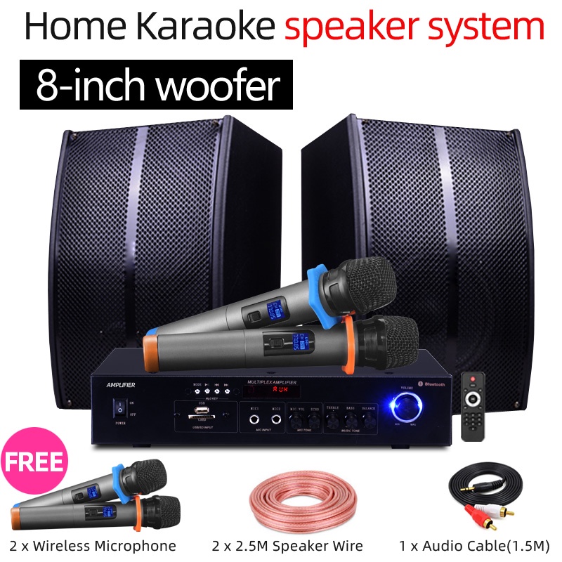 Wooden box 8 inch Subwoofer Home karaoke Set System Amplifier Speaker