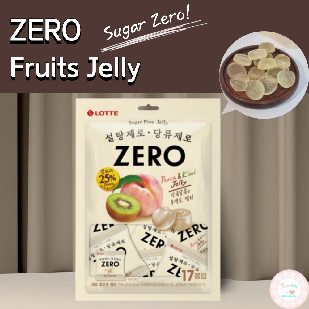 Lotte Sugar Zero Fruits Jelly Korean Sugar Free Peach and Kiwi Fruit