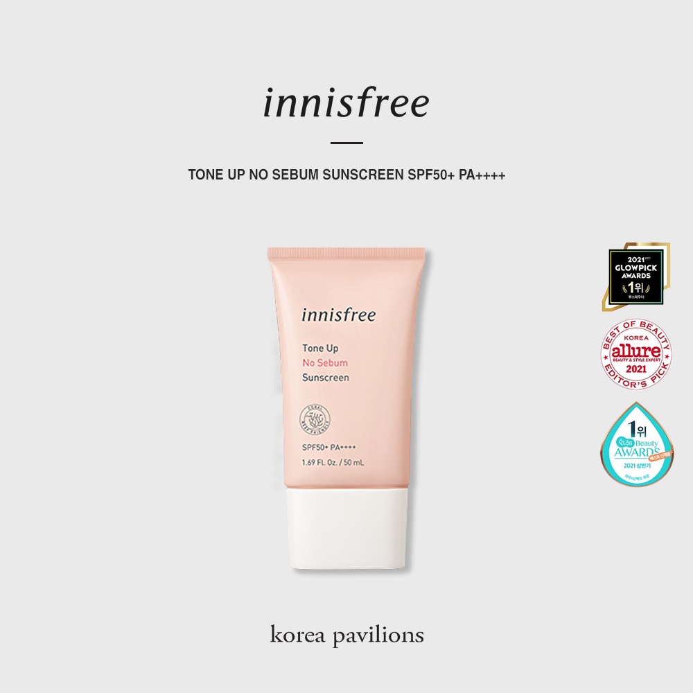 [Innisfree] Tone Up No Sebum Sunscreen, SPF50+ PA++++, 50ml Shopee