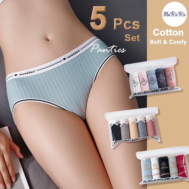 (SG InStock) 5 Pcs Set LowWaist Antibacterial Cotton Panties (Ladies