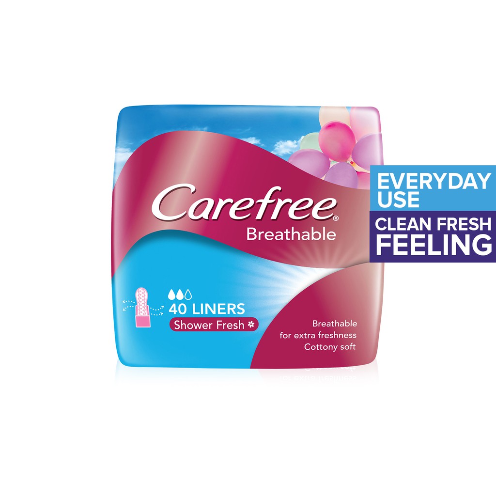 Carefree Breathable Scented Shower Fresh Panty Liners, 40Pcs Shopee