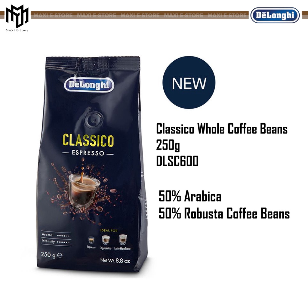 Delonghi DLSC600 Classico Whole Coffee Beans 50 Arabica and 50 Robusta Coffee Beans (250g