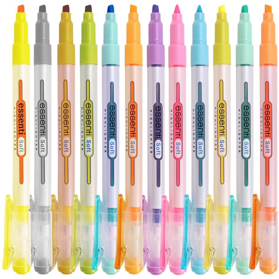 Monami Essenti Liner Soft Pastel Color Highlighter Pen Marker 12 Colors