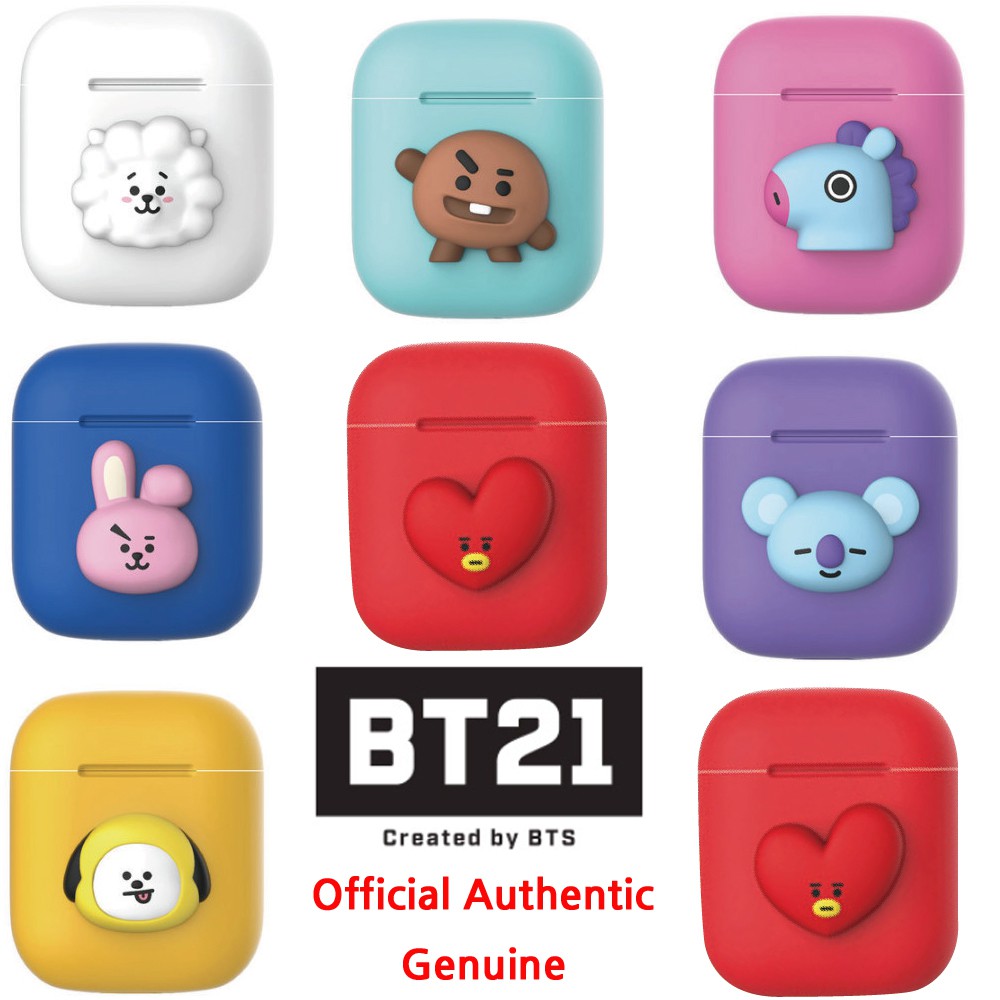 BTS BT21 Official Airpods Case Silicon Cover Skin New For Apple Airpods