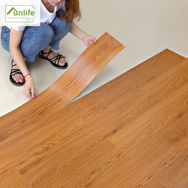 Wood Grain Pattern Floor Stickers Wallpaper Bedroom Living Room Kitchen