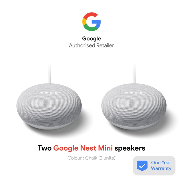Bundle: 2 X Google Nest Mini 2Nd Gen Smart Speaker - Chalk | Shopee Singapore