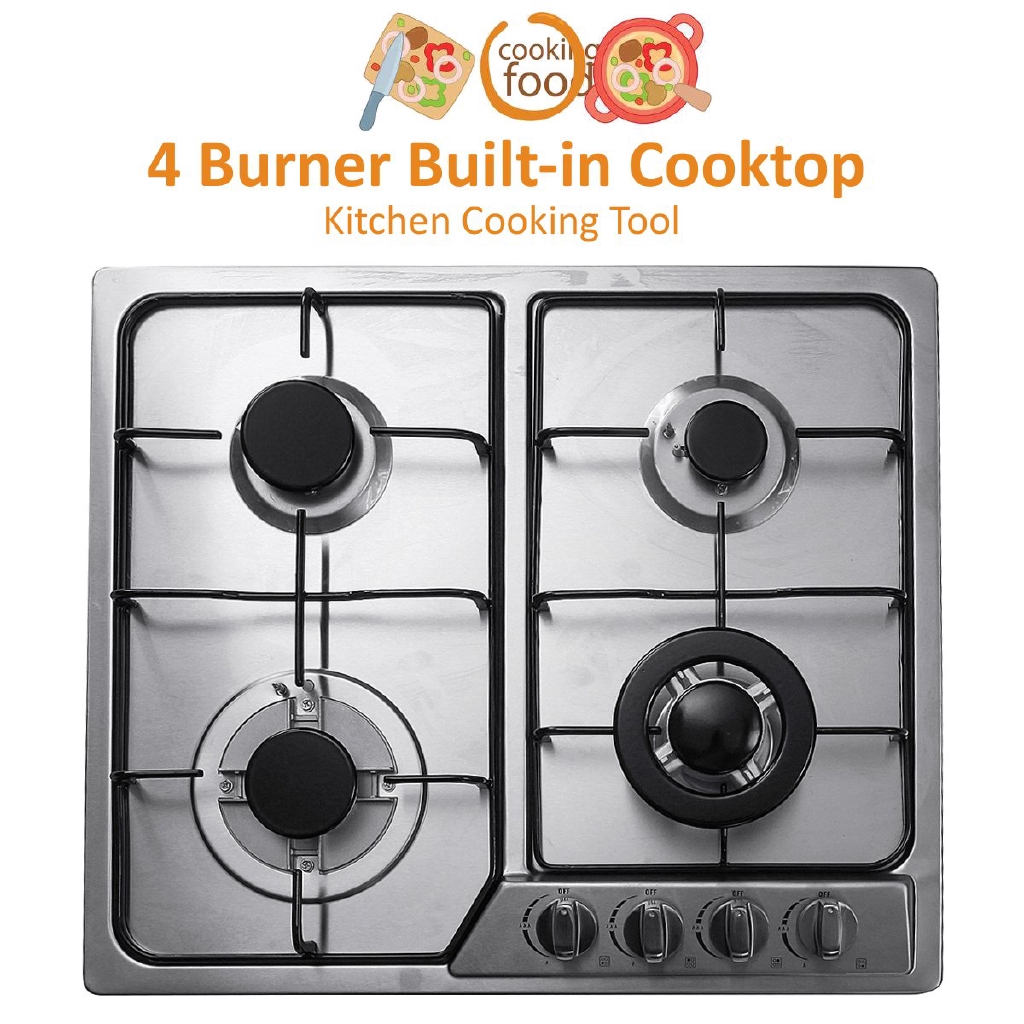4 Burner Builtin Cooktop Stainless Steel Gas Stoves