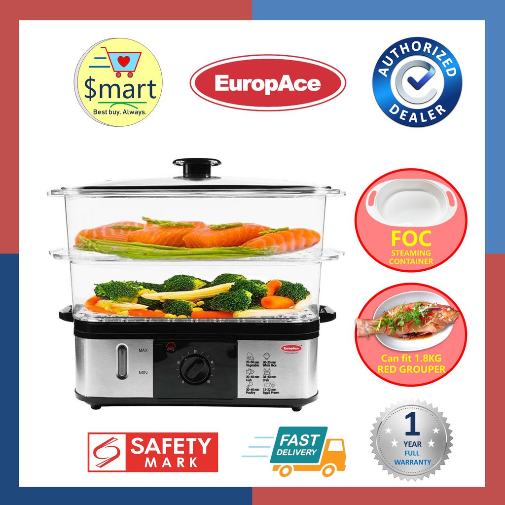 EuropAce 12L 2in1 Food Steamer [EFS 2121W] Shopee Singapore
