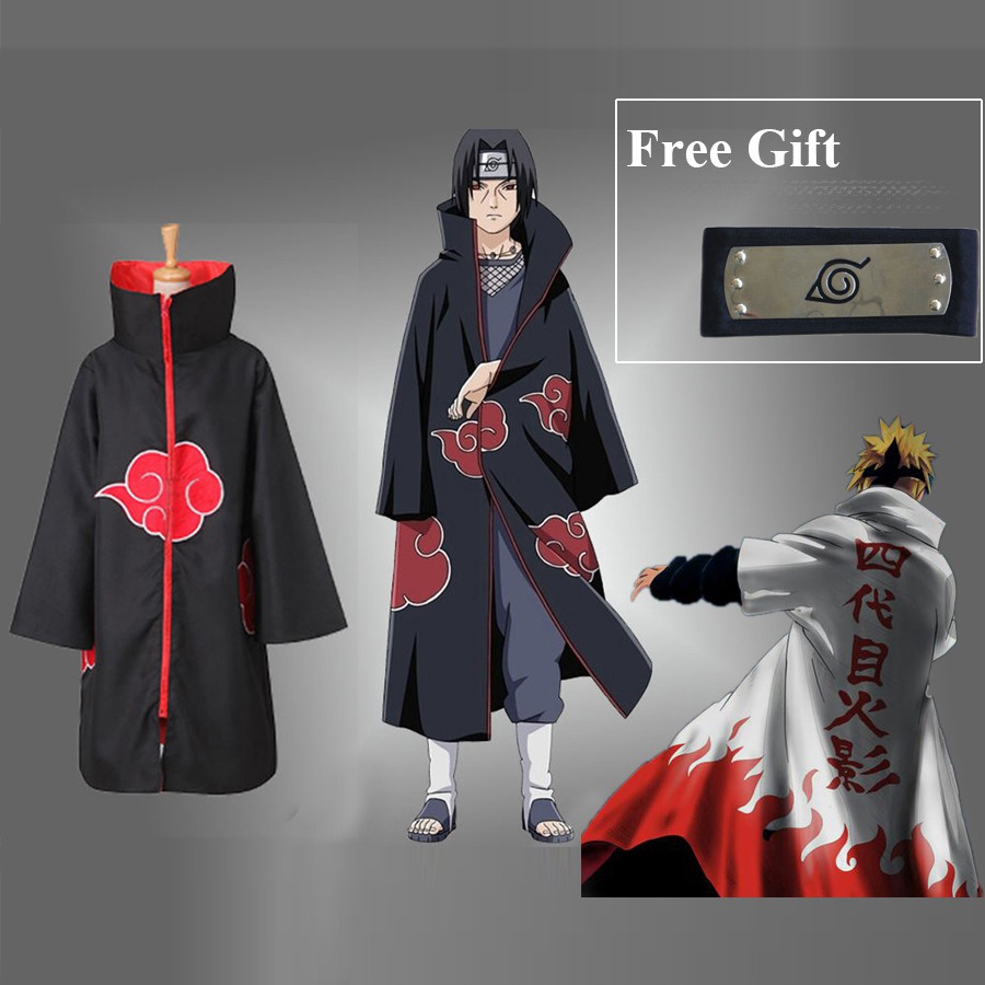 Anime Naruto Akatsuki cloak Pain Ninja Cosplay Costume Set Halloween
