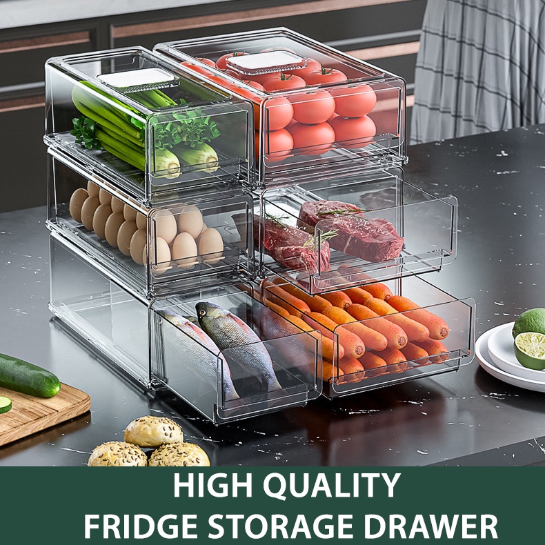 Fridge Refrigerator Food Storage Drawer Organizer Kitchen Boxes