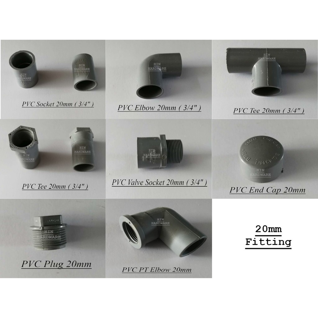 Hin 20mm PVC Pipe Fittings / Plastic Paip Connectors Shopee Singapore
