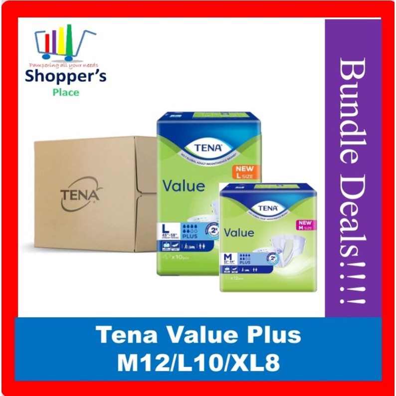 TENA Value/Tena Value Plus Adult Diapers Available in M/L Carton Sale/ Tena Dr. P XL8 Shopee