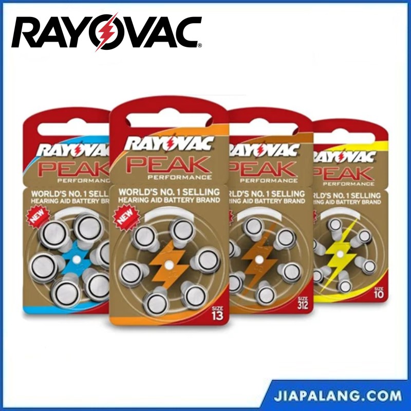 Rayovac Peak Zinc Air Hearing Aid Batteries Size 10, 13, 312, 675 (6