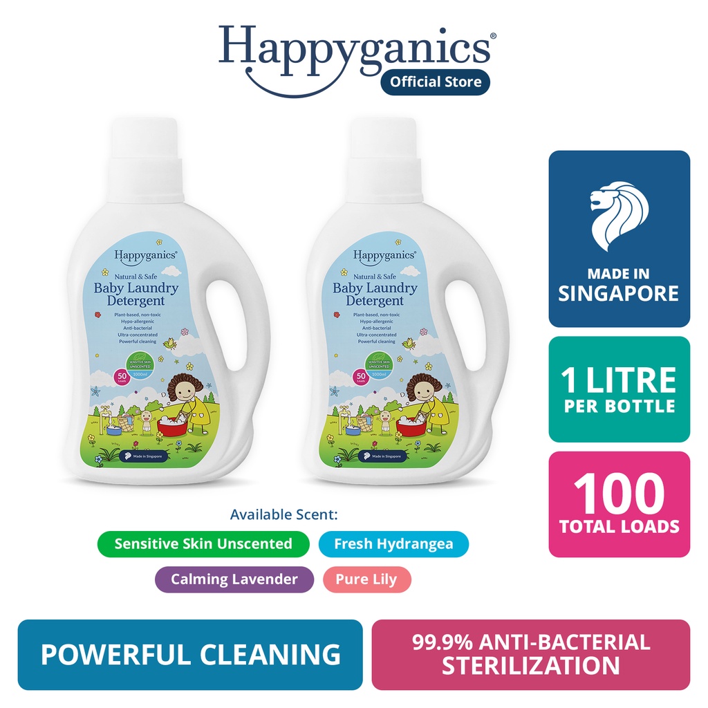 [Bundle of 2] Happyganics Natural & Safe Baby Laundry Detergent Liquid Shopee Singapore