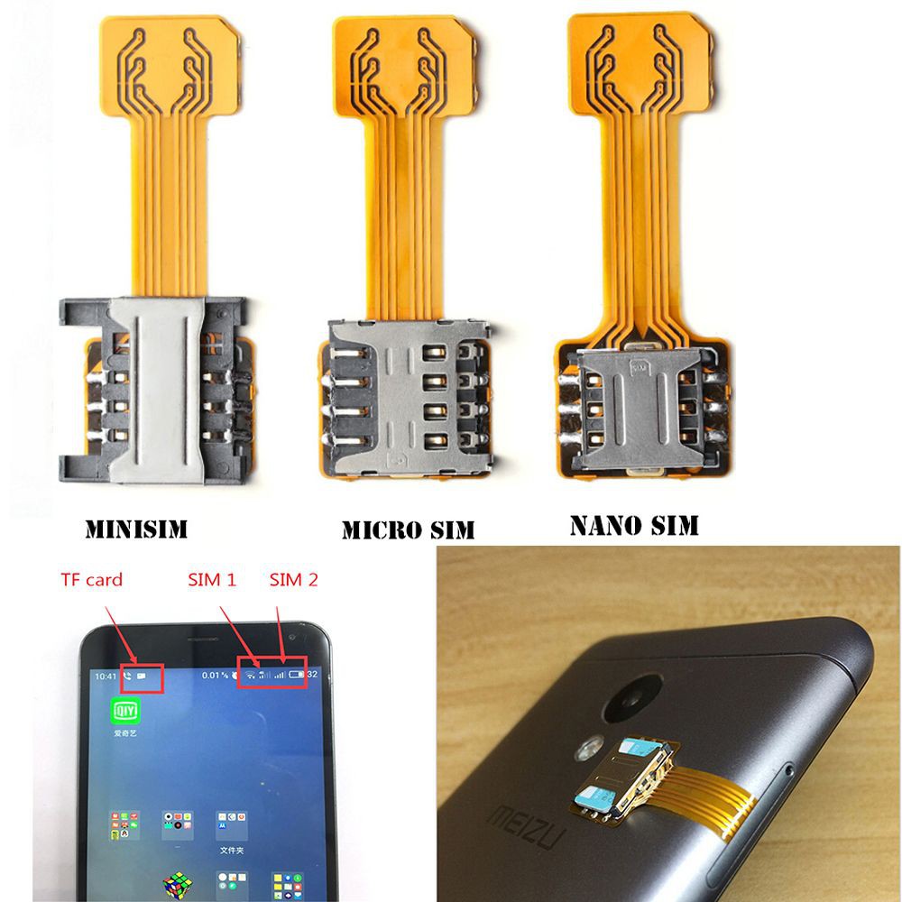 Geek TF DIY Hybrid Sim Slot Dual SIM Card Adapter Micro SD Extender