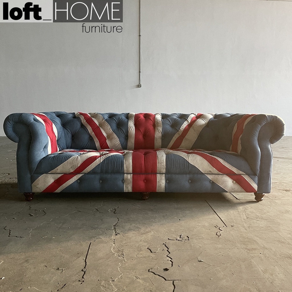 Denim Fabric Sofa UNION JACK Chesterfield 3 Seater Shopee Singapore